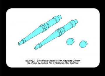 Set of two barrels for Hispano 20mm machine cannons for British fighter Spitfire · AB A32022 ·  Aber · 1:32