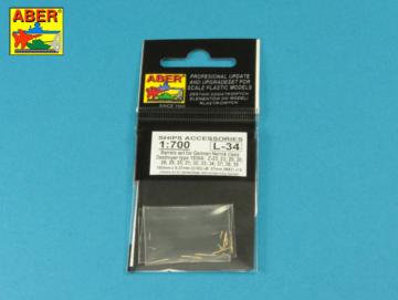 Barrels set for German Zerstorer Z-25 1944 4 x 150mm. 8 x 37mm. 10 x 20mm · AB RE700L34 ·  Aber · 1:700
