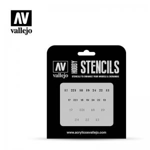 Schablone, sowjetische Nummern, WWII, Set 1 &middot; VAL ST-AFV003 &middot;  Acrylicos Vallejo &middot; 1:35