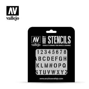 Schablone, Stempelschrift &middot; VAL ST-LET002 &middot;  Acrylicos Vallejo &middot; 1:35