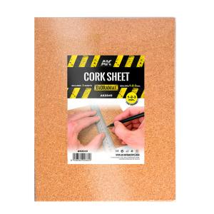 CORK SHEETS - FINE GRAINED / LAMINAS CORCHO - GRANO FINO - 200 x 300 x 1-2-3mm (3 SHEETS/LAMINAS)) · AKI AK8049 ·  AK Interactive