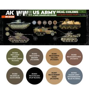 WWII US Army & USMC Camouflage Colors SET · AKI RCS129 ·  AK Interactive