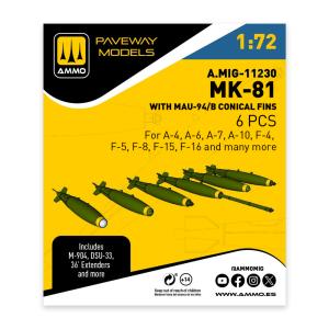 MK-81 with MAU-94/B conical fin (6 pcs) &middot; AMIG 11230 &middot;  AMMO by MIG Jimenez &middot; 1:72