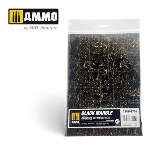 Black Marble. Square Die-cut Marble Tiles - 2 pcs &middot; AMIG 8774 &middot;  AMMO by MIG Jimenez