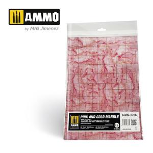 Pink and Gold Marble. Square Die-cut Marble Tiles - 2 pcs. &middot; AMIG 8786 &middot;  AMMO by MIG Jimenez