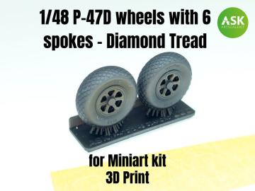 P-47D wheels with 6 spokes - Diamond Tread and masks &middot; ASK A48008 &middot;  Art Scale Kit &middot; 1:48