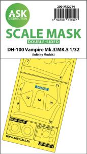DH-100 Vampire Mk.3 / Mk.5 - Double-sided express masks for Infinity &middot; ASK M32014 &middot;  Art Scale Kit &middot; 1:32