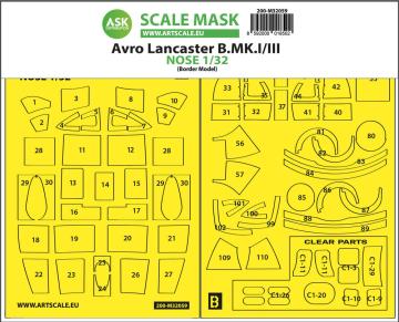 Avro Lancaster - Nose kit express self adhesive masks [Border Model] &middot; ASK M32059 &middot;  Art Scale Kit &middot; 1:32
