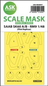 SAAB SK60 - Double-sided mask self-adhesive, pre-cutted [Pilot Replicas] &middot; ASK M48097 &middot;  Art Scale Kit &middot; 1:48