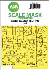 Bristol Beaufort Mk.I  - Double-sided express fit mask [ICM] &middot; ASK M48170 &middot;  Art Scale Kit &middot; 1:48