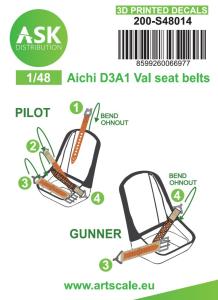 Aichi D3A1 Val - Seat belts - 3D printed decals &middot; ASK S48014 &middot;  Art Scale Kit &middot; 1:48