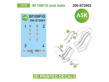 Bf 109F/G seat belts - 3D printed decals &middot; ASK S72003 &middot;  Art Scale Kit &middot; 1:72
