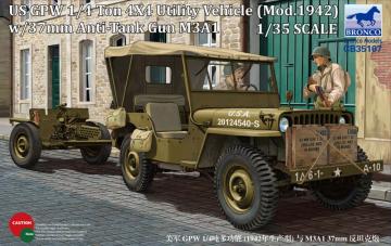 US GPW 4x4 Light Utility Truck w/37mm Anti-Tank Gun M3A1 · BRON CB35107 · Bronco Models · 1:35 US GPW 4x4 Light Utility Truck w/37mm Anti-Tank Gun M3A1 · BRON CB35107 · Bronco Models · 1:35