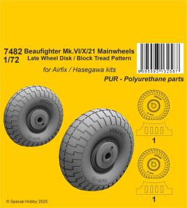 Beaufighter Mk.VI/X/21 Mainwheels - Late Wheel Disk  Block Tread Pattern · CMK 7482 ·  CMK · 1:72