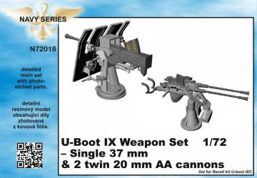 U-Boot IX Weapon Set - Single 37mm & 2 twin 20mm AA canons [Revell] · CMK N72018 ·  CMK · 1:72