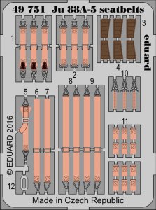 Junkers JU 88 A-5 - Seatbelts [ICM] · EDU 49751 ·  Eduard · 1:48