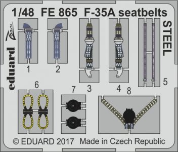 F-35A Lockheed Martin Lightning - Seatbelts STEEL [Meng Model] · EDU FE865 ·  Eduard · 1:48