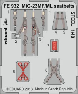 MiG-23MF/ML - Seatbelts STEEL [Trumpeter] · EDU FE932 ·  Eduard · 1:48