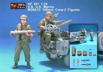 V.N. U.S. Marine M38A1C 106mm Crew-2 Fig · HF 551 ·  Hobby Fan · 1:35