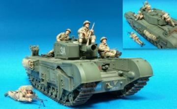 Brit. Inf. Riding w/Churchill Tank- 4Fig &middot; HF 590 &middot;  Hobby Fan &middot; 1:35