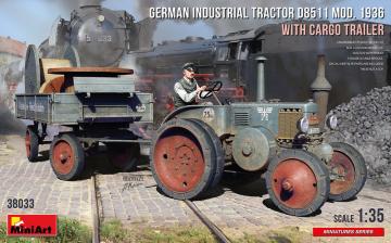 German Industrial Tractor D8511 Mod. 1936 with Cargo Trailer (1 Figure) &middot; MA 38033 &middot;  Miniart &middot; 1:35
