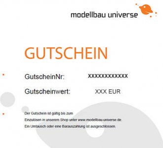 Gutschein 25,00 EUR · GSMU 25 ·  modellbau universe