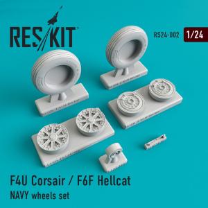 F4U Corsair / F6F Hellcat NAVY - Wheels set &middot; RSK RS240002 &middot;  ResKit Models &middot; 1:24