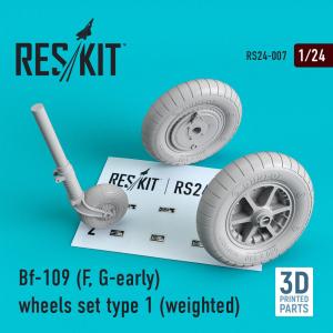 Bf-109 (F, G-early) - Wheels set type 1 (weighted) &middot; RSK RS240007 &middot;  ResKit Models &middot; 1:24