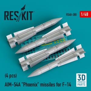 AIM-54A Phoenix missiles for F-14 (4pcs) (3D Printed) &middot; RSK RS480388 &middot;  ResKit Models &middot; 1:48
