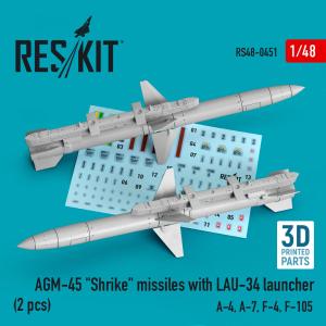AGM-45 Shrike missiles with LAU-34 launcher (2 pcs) (A-4, A-7, F-4, F-105) (3D Printed) &middot; RSK RS480451 &middot;  ResKit Models &middot; 1:48