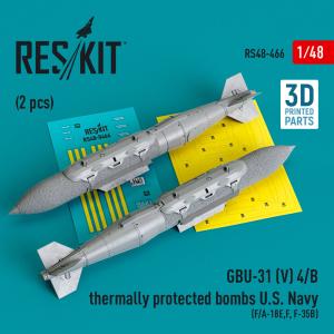 GBU-31 (V) 4/B thermally protected bombs U.S. Navy (2 pcs) (F/A-18E,F, F-35B) (3D Printed) &middot; RSK RS480466 &middot;  ResKit Models &middot; 1:48