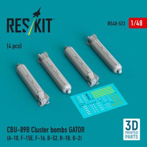 CBU-89B cluster bombs GATOR (4 pcs) (A-10, F-15E, F-16, B-52, B-1B, B-2) (3D Printed) &middot; RSK RS480523 &middot;  ResKit Models &middot; 1:48