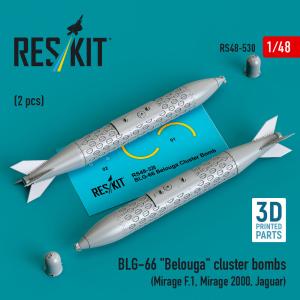 BLG-66 Belouga cluster bombs (2 pcs) (Mirage F.1, Mirage 2000, Jaguar) (3D Printed) · RSK RS480530 · ResKit Models · 1:48 BLG-66 Belouga cluster bombs (2 pcs) (Mirage F.1, Mirage 2000, Jaguar) (3D Printed) · RSK RS480530 · ResKit Models · 1:48