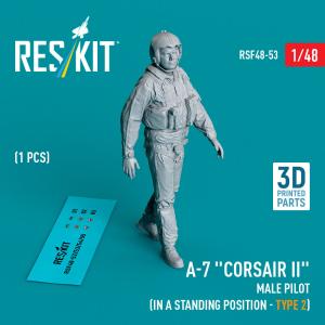 A-7 Corsair II - Male pilot (in a standing position - type 2) (1 pcs) (3D Printed) &middot; RSK RSF480053 &middot;  ResKit Models &middot; 1:48