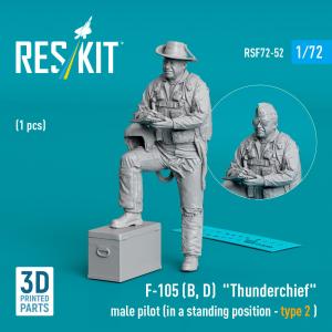 F-105 (D,F,G) Thunderchief - Male pilot (in a standing position - type 2) (1 pcs) (3D Printed) &middot; RSK RSF720052 &middot;  ResKit Models &middot; 1:72