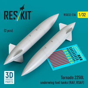 Tornado 2250L underwing fuel tanks (RAF, RSAF) (2 pcs) (3D Printed) &middot; RSK RSU320236 &middot;  ResKit Models &middot; 1:32