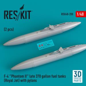 F-4 Phantom II late 370 gallon fuel tanks (Royal Jet) with pylons (2 pcs) (3D Printed) &middot; RSK RSU480208 &middot;  ResKit Models &middot; 1:48