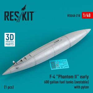 F-4 Phantom II early 600 gallon fuel tanks (nestable) with pylon (1 pcs) (3D Printed) &middot; RSK RSU480218 &middot;  ResKit Models &middot; 1:48