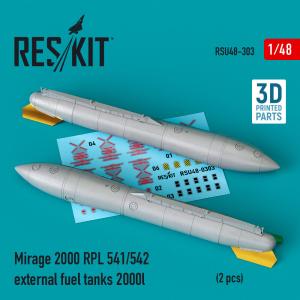 Mirage 2000 RPL 541/542 external fuel tanks 2000lt (2 pcs) (3D Printed) · RSK RSU480303 · ResKit Models · 1:48 Mirage 2000 RPL 541/542 external fuel tanks 2000lt (2 pcs) (3D Printed) · RSK RSU480303 · ResKit Models · 1:48