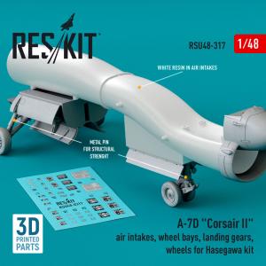 A-7D Corsair II air intakes, wheel bays, landing gears, wheels [Hasegawa] (3D Printed) &middot; RSK RSU480317 &middot;  ResKit Models &middot; 1:48