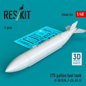 275 gallon fuel tank (F-5E/F/N, F-20, AT-3) (1 pcs) (3D Printed) &middot; RSK RSU480566 &middot;  ResKit Models &middot; 1:48