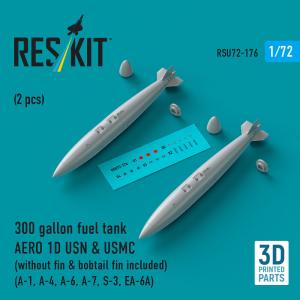 300 gallon fuel tank AERO 1D USN & USMC (without fin & bobtail fin included) (2 pcs) (A-1, A-4, A-6, A-7, S-3, EA-6A) (3D Printed) &middot; RSK RSU720176 &middot;  ResKit Models &middot; 1:72