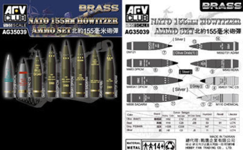 4716965900397 - AFV-Club AG3539 - NATO 155mm Howitzer Ammo Set (Brass) in 135 4716965900397 - AFV-Club AG3539 - NATO 155mm Howitzer Ammo Set (Brass) in 135