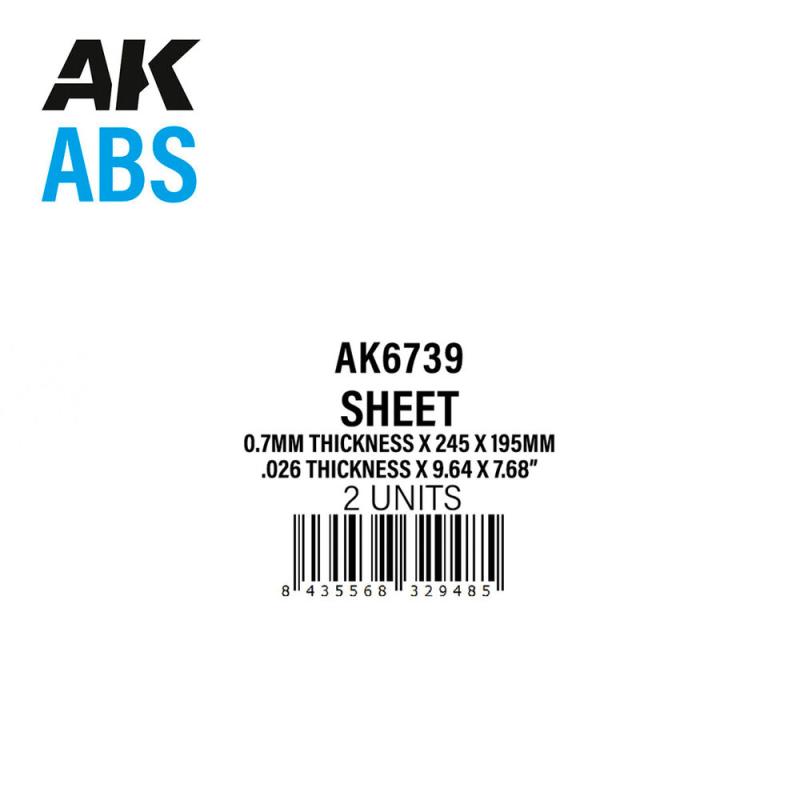 8435568329485 - 07mm thickness x 245 x 195mm - ABS SHEET 8435568329485 - 07mm thickness x 245 x 195mm - ABS SHEET