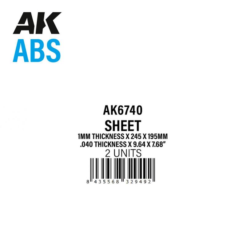 8435568329492 - 1mm thickness x 245 x 195mm - ABS SHEET 8435568329492 - 1mm thickness x 245 x 195mm - ABS SHEET