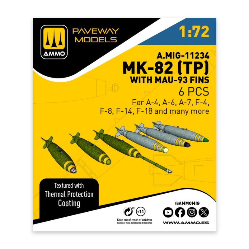 8432074112341 - MK-82 with thermal protection and MAU-93 fin (6 pcs)
