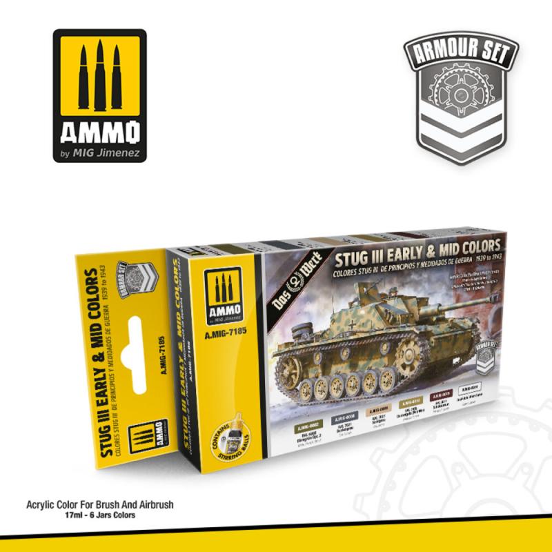 III 3 günstig Kaufen-StuG III Early & Mid Colors 1939 to 1943. StuG III Early & Mid Colors 1939 to 1943 <![CDATA[AMMO by MIG Jimenez / A.MIG-7185]]>. 