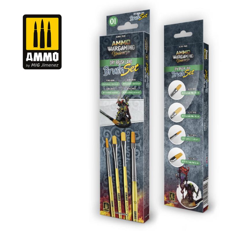 8432074076209 - AMMO WARGAMING UNIVERSE - DRY BRUSH Land Brush Set 8432074076209 - AMMO WARGAMING UNIVERSE - DRY BRUSH Land Brush Set