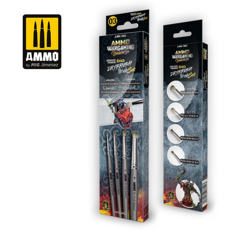 8432074076223 - AMMO WARGAMING UNIVERSE - Miniature Premium DIO DRYBRUSH Brush Set 8432074076223 - AMMO WARGAMING UNIVERSE - Miniature Premium DIO DRYBRUSH Brush Set