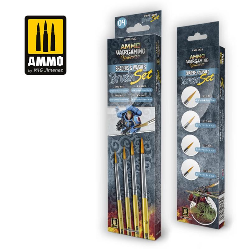 8432074076230 - AMMO WARGAMING UNIVERSE - Shaders & Washes Brush Set 8432074076230 - AMMO WARGAMING UNIVERSE - Shaders & Washes Brush Set